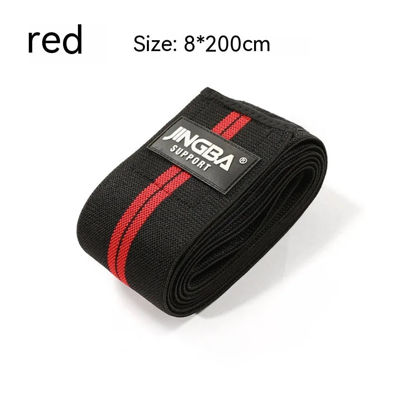 Adult adjustable sports knee pads in blue, grey, red and yellow colours for weightlifting and cycling protection
