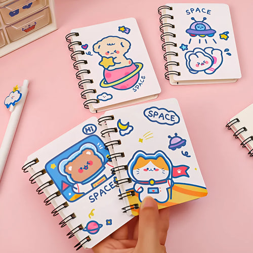 Astronaut series flipper notebook with compact 10.5x8cm size and space-themed cover designs