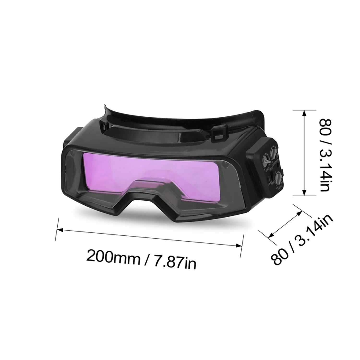 Black automatic darkening welding mask with a large rectangular LCD viewing lens.