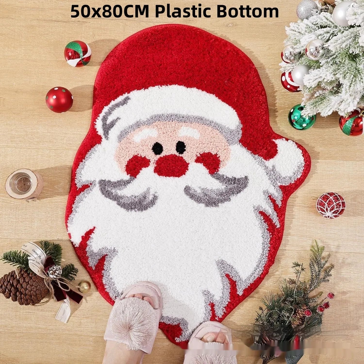 Christmas hallway mat with geometric festive patterns and non-slip backing in multiple size options