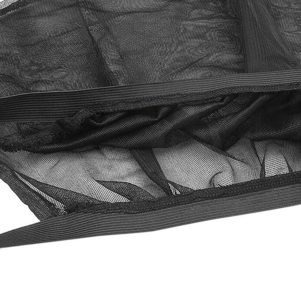 Set of four grey mesh car side window sunshades with elastic edges for front and rear windows.