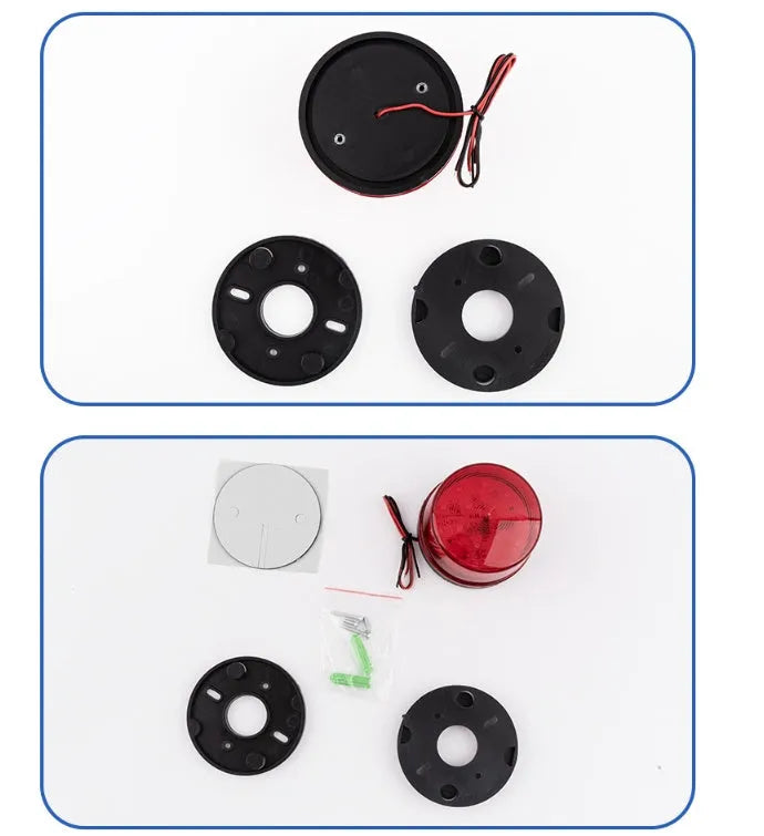 HC-79 small flash 24V warning and alarm light in red, showing compact cylindrical design with base.