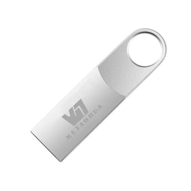 Silver metal car-shaped USB flash drive showing USB connector and compact size.