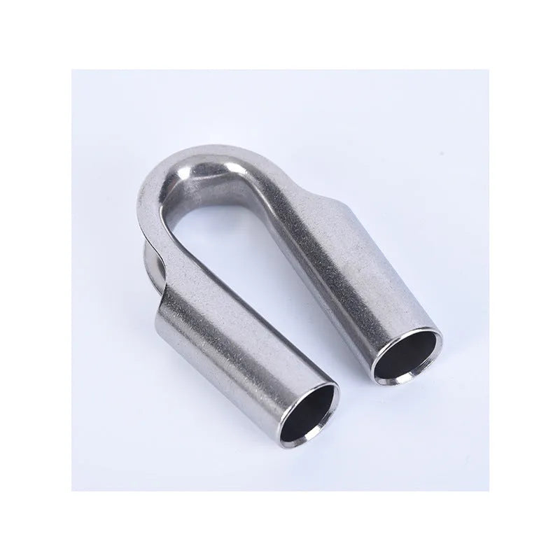 Stainless steel tubular chicken heart sleeve ring set showing round profile and various metric sizes.