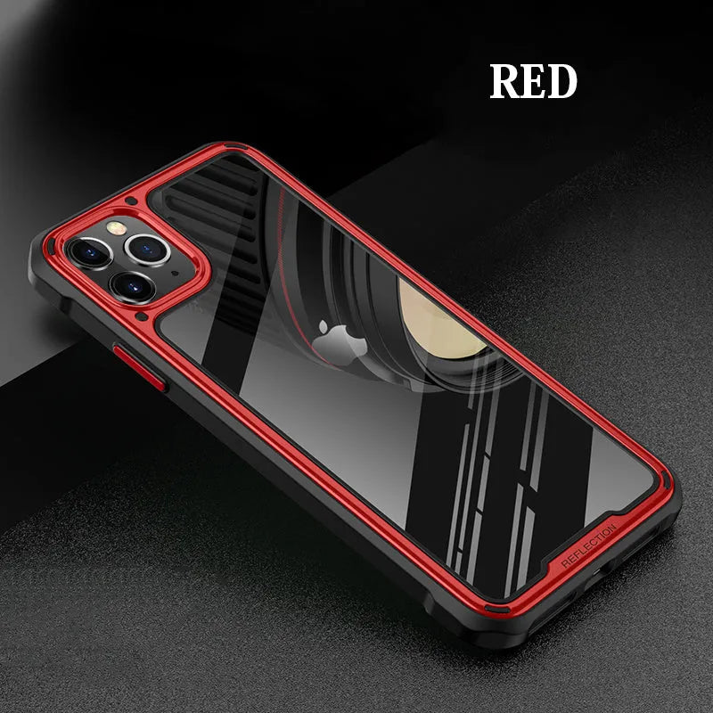 Transparent silicone phone case for iPhone 11 Pro Max in silver colour showing back and side view.