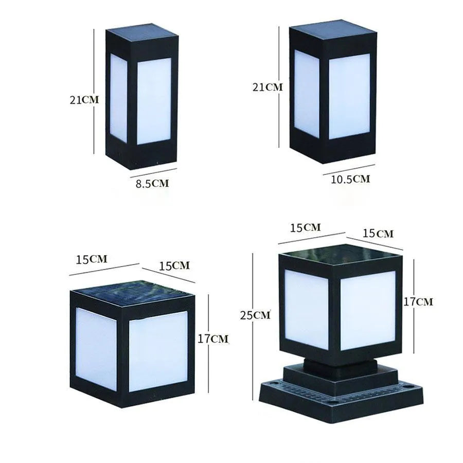 Solar garden lights with LED illumination for outdoor courtyards and tables