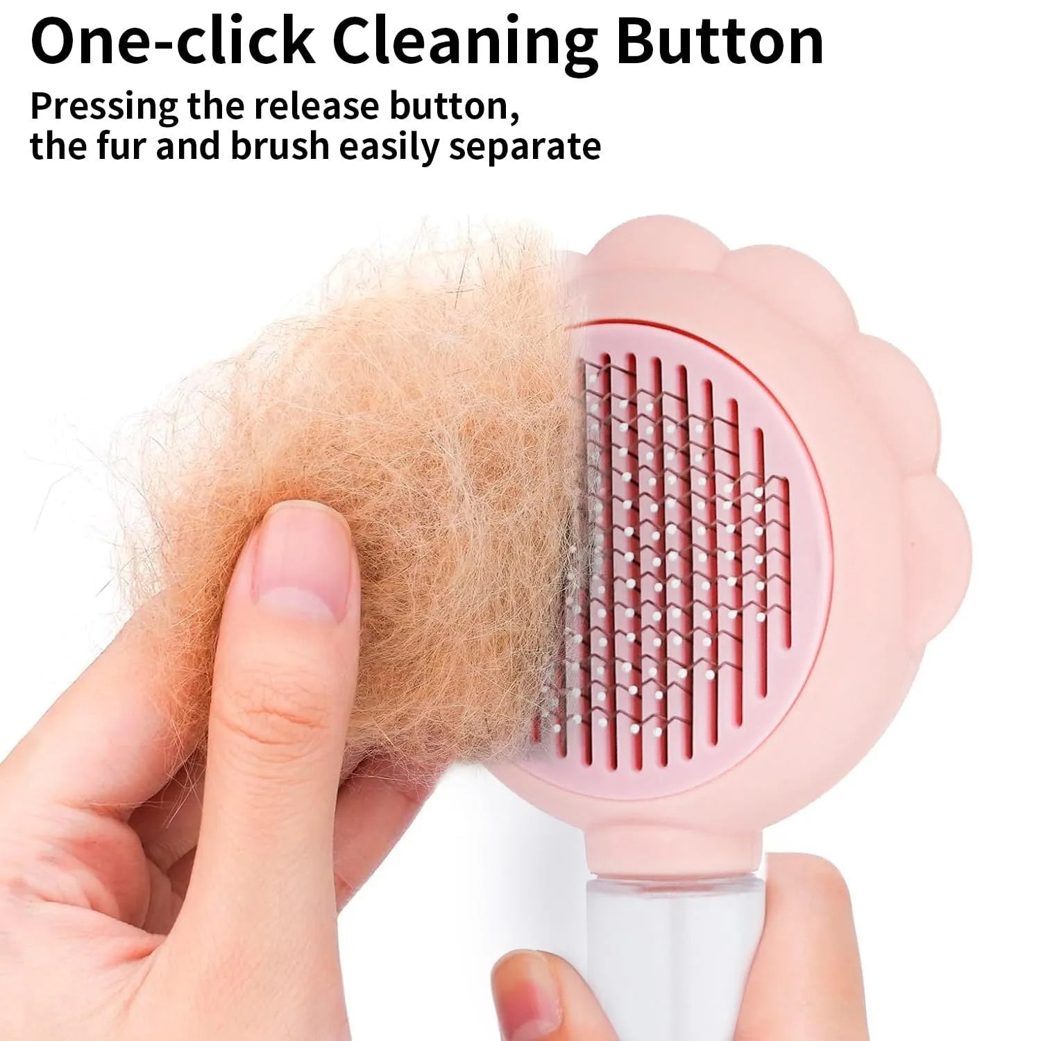 Grey spray cat brush with a release button and water tank for grooming pets.