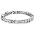 Men's silver hip hop bracelet with rhinestone chain and zirconia tennis charm on geometric alloy band
