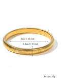 Women's titanium steel bracelet with elastic rings and vertical stripe pattern in gold or silver.