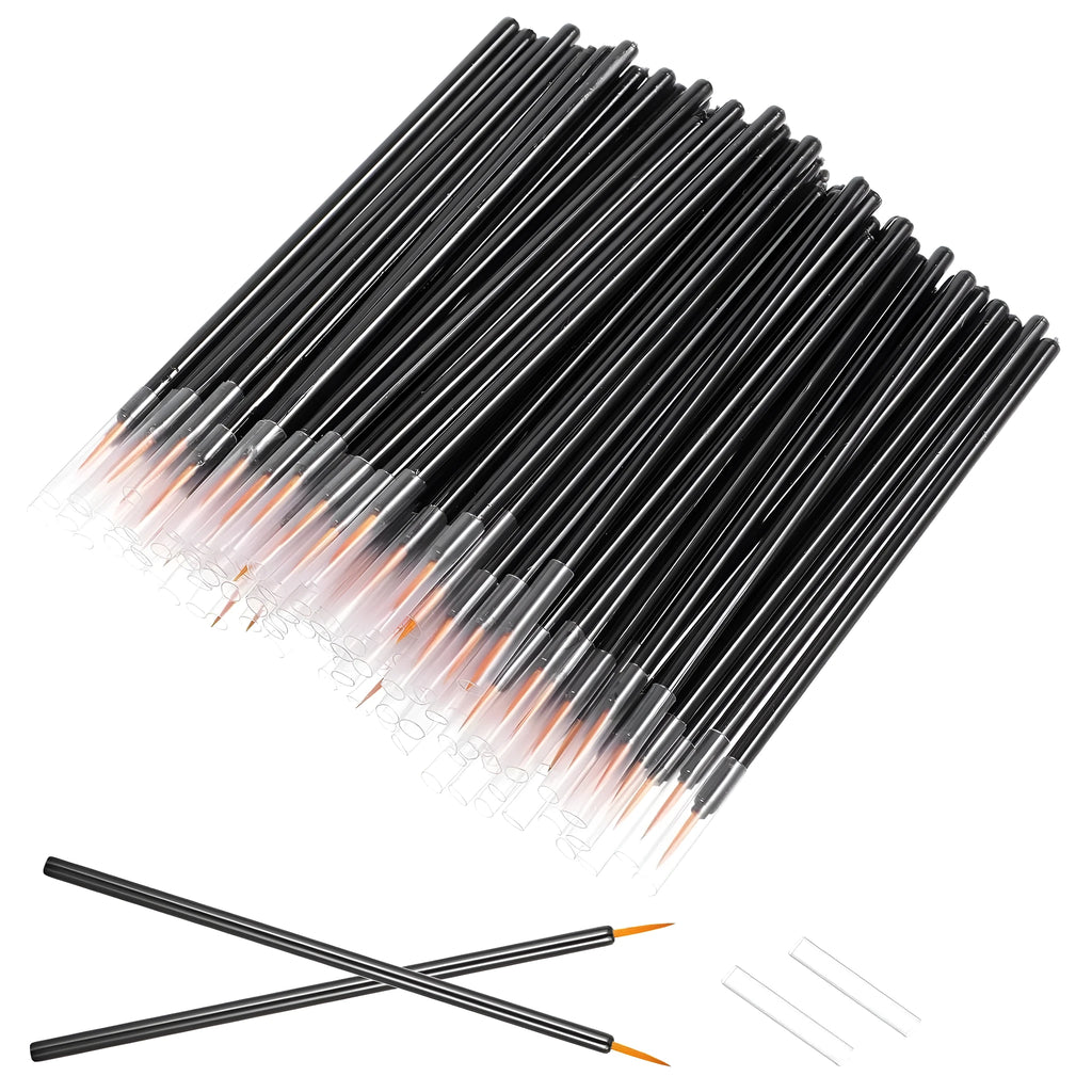100 disposable ultra-fine point eyeliner brushes with protective plastic sleeves for precise makeup application