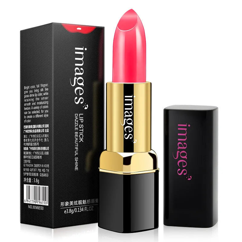 Moisturising lipstick tube in a choice of 10 colours including coral red and barbie pink.