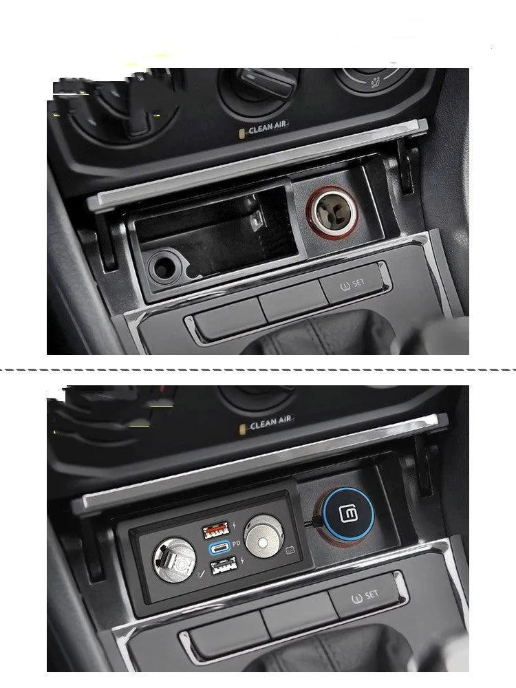 Volkswagen Lavida Polo Weiling car charger with QC3.0 fast charge and cigarette lighter connection