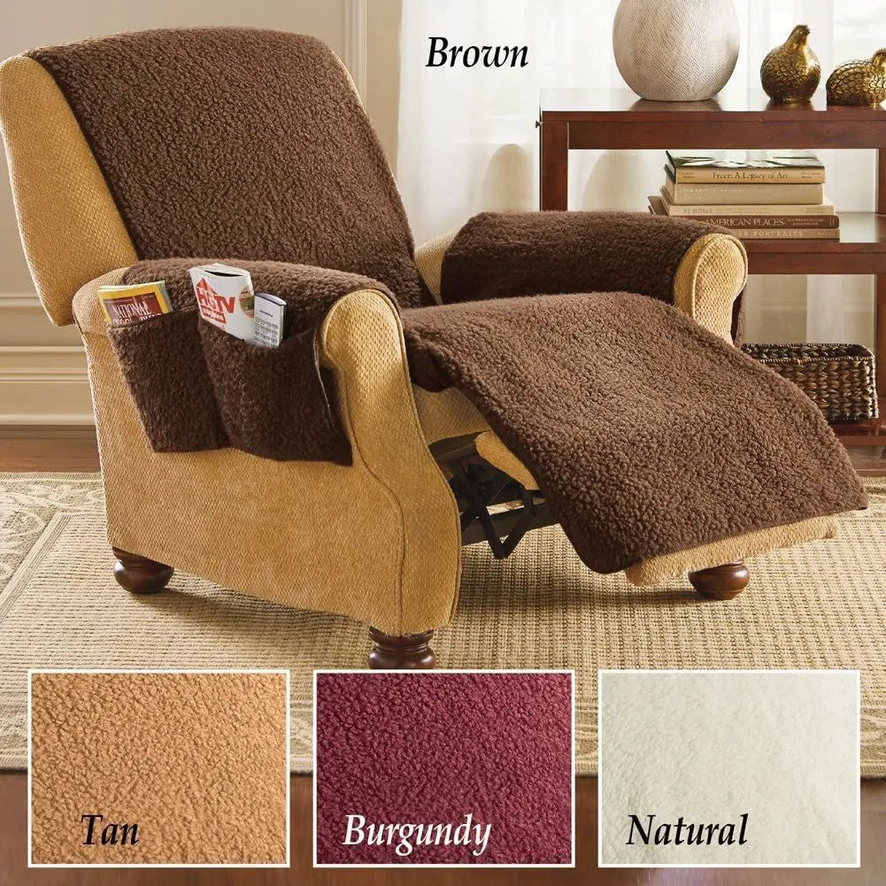 Universal polyester sofa cushion cover with lamb wool texture in beige, red, coffee, or grey.