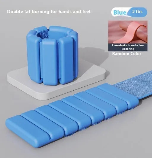 Silicone weight-bearing fitness bracelet with Velcro fastening in black, blue, gray or pink