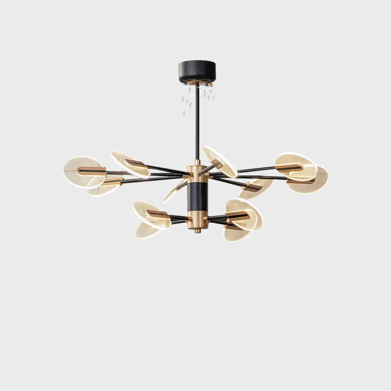 Modern iron frame LED chandelier with acrylic shade, shown in a multi-head pendant configuration.