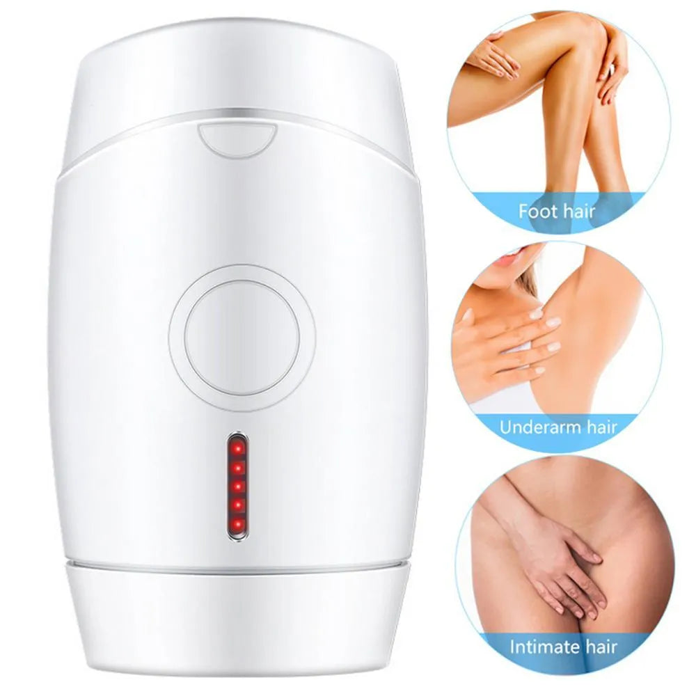 White home laser hair removal instrument with display screen and adjustment buttons
