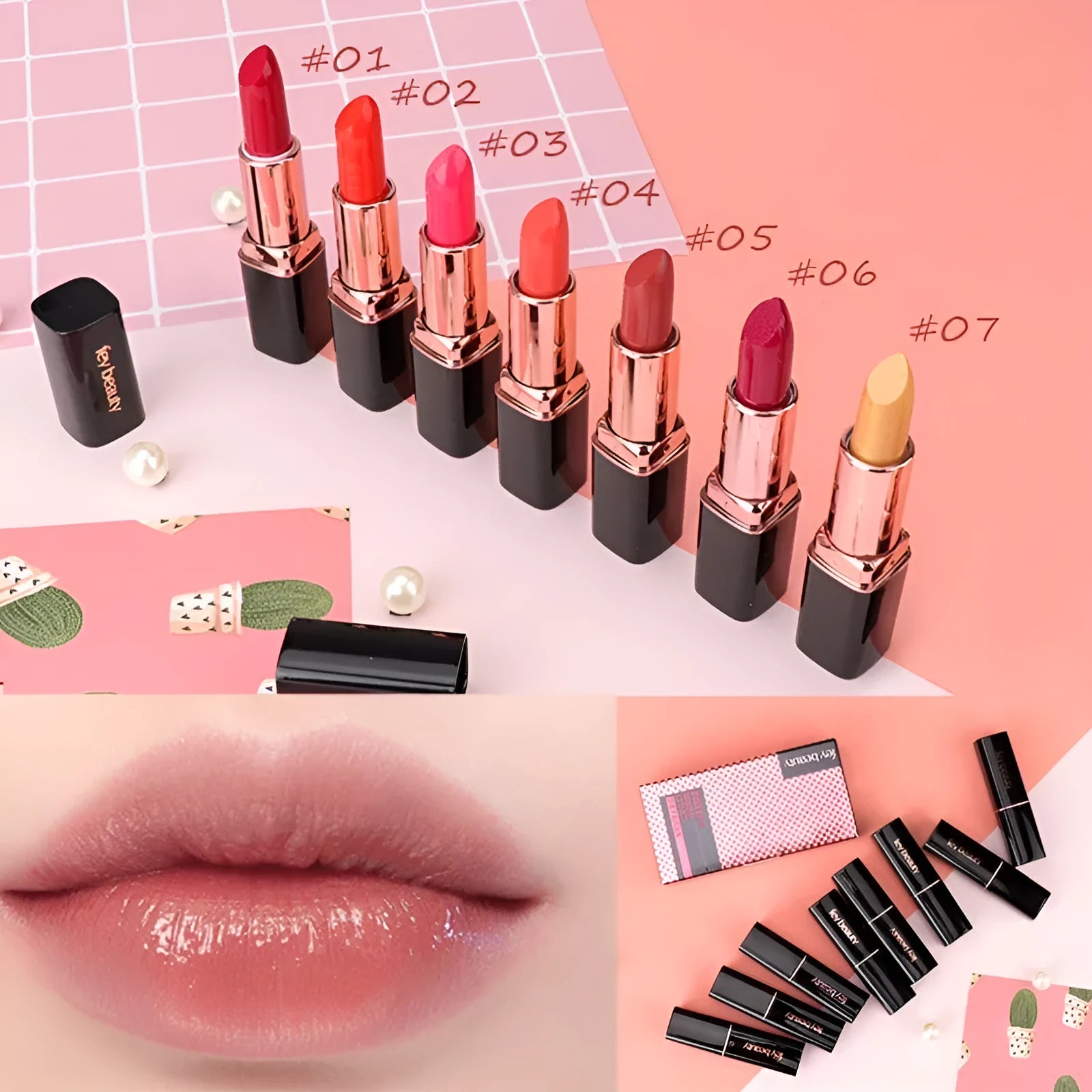 Fey Beauty moisturising lipstick in shade options including Cameo Brown and Milk Tea Yellow, 3.8g