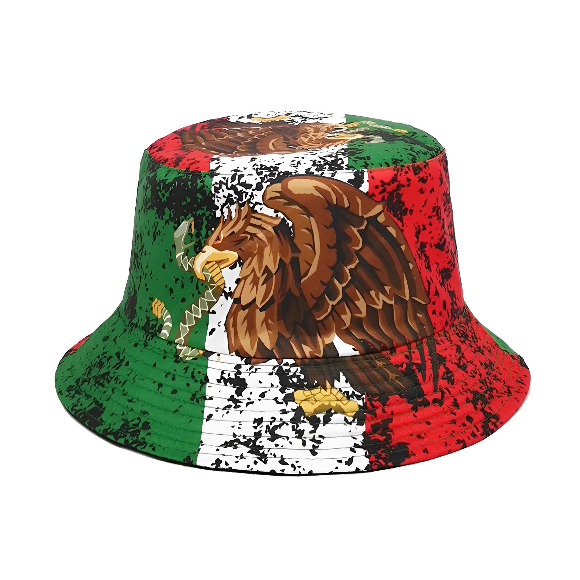 Retro Eagle print polyester bucket hat with dome crown in M size