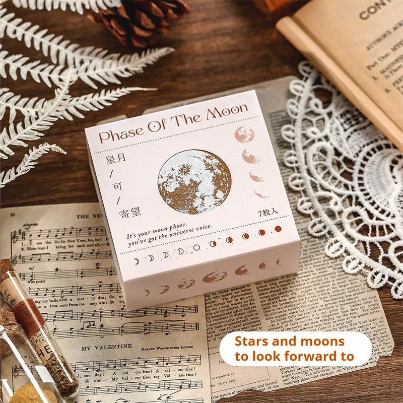 Mr Paper Seal Suit wooden handmade stamp set showing seven pieces with vintage decorative patterns