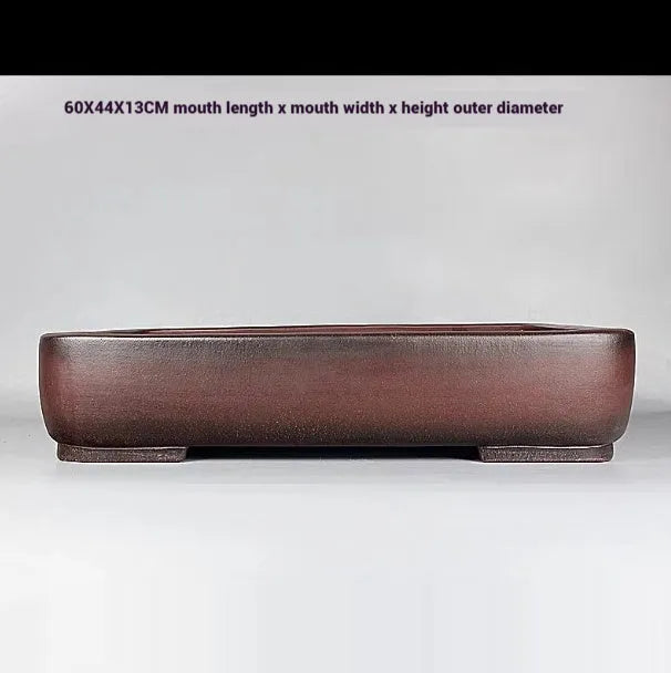 Rectangular antique purple clay flower pot with handmade finish