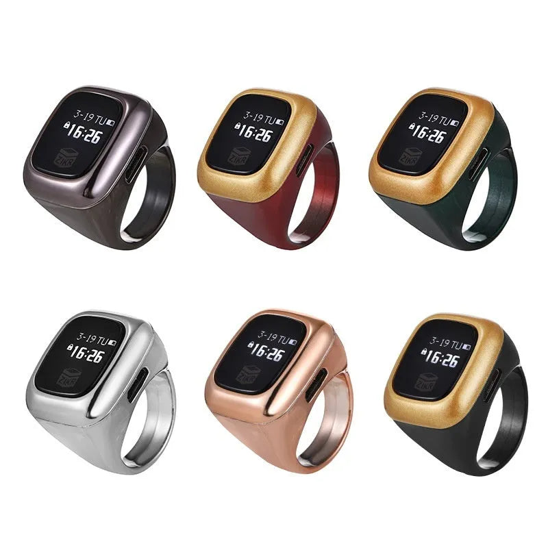Al-Fatiha Zikr electronic counter unit showing digital display, compatible with watch straps.
