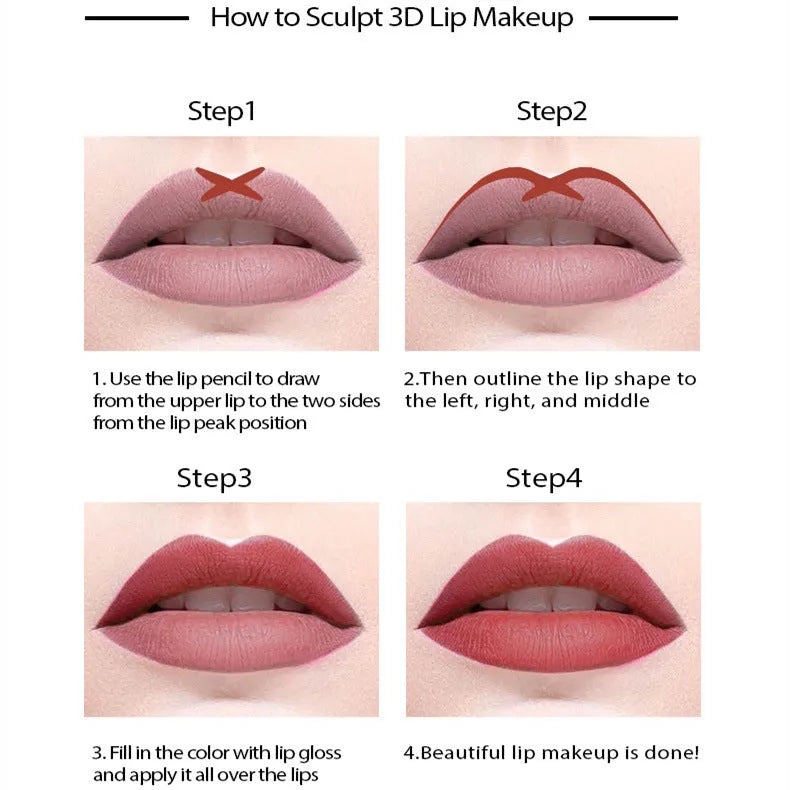 Matte wood lip liner pencil in 14 waterproof shades numbered 201 to 214