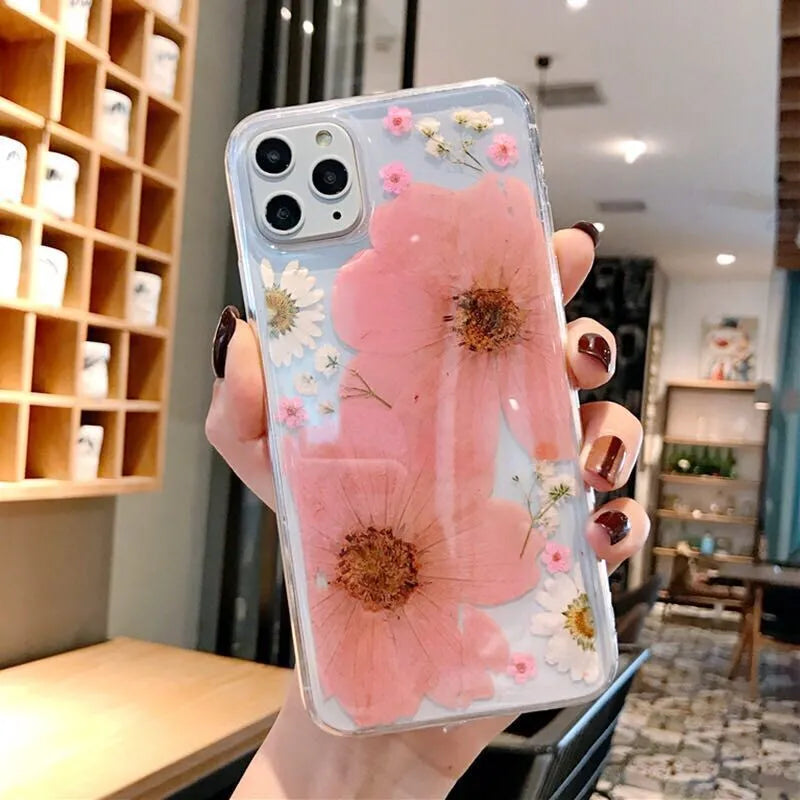 Floral TPU phone case with large flower design for iPhone models