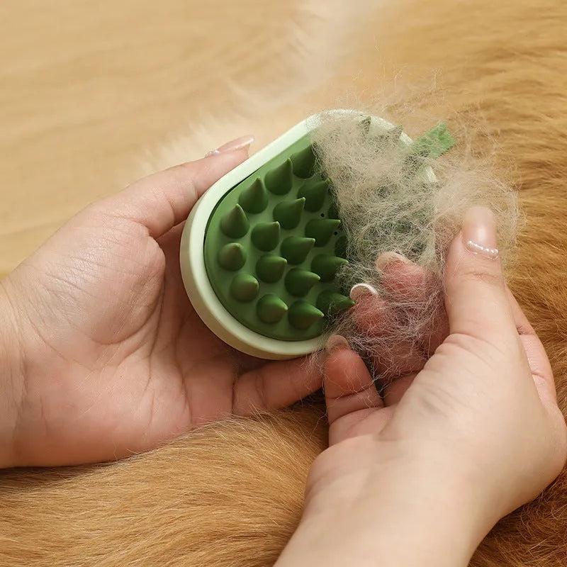 Pet grooming tool with silicone comb and shampoo massage brush in blue