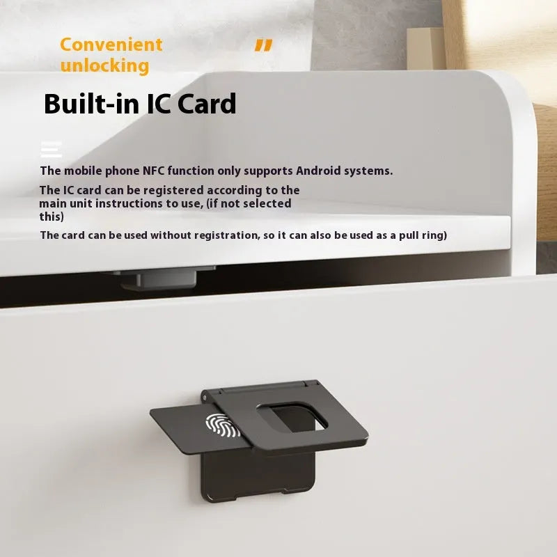 Punch-free invisible electronic drawer lock with key and removable card system