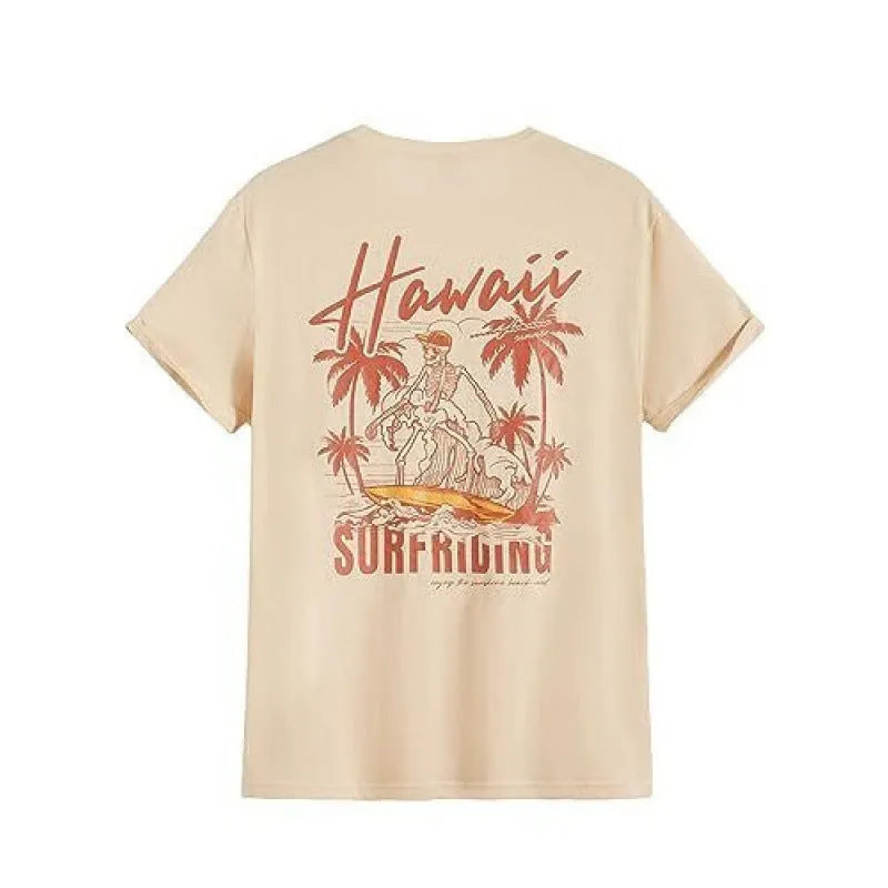 Men's grey printed short sleeve street T-shirt on a hanger showing digital graphic design.