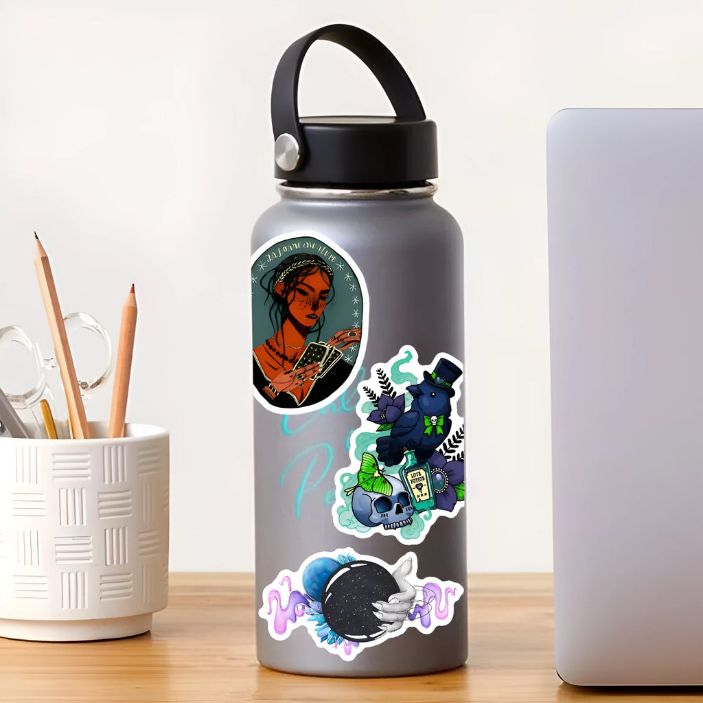 50 colourful PVC waterproof stickers with glossy surface for laptops and smooth surfaces