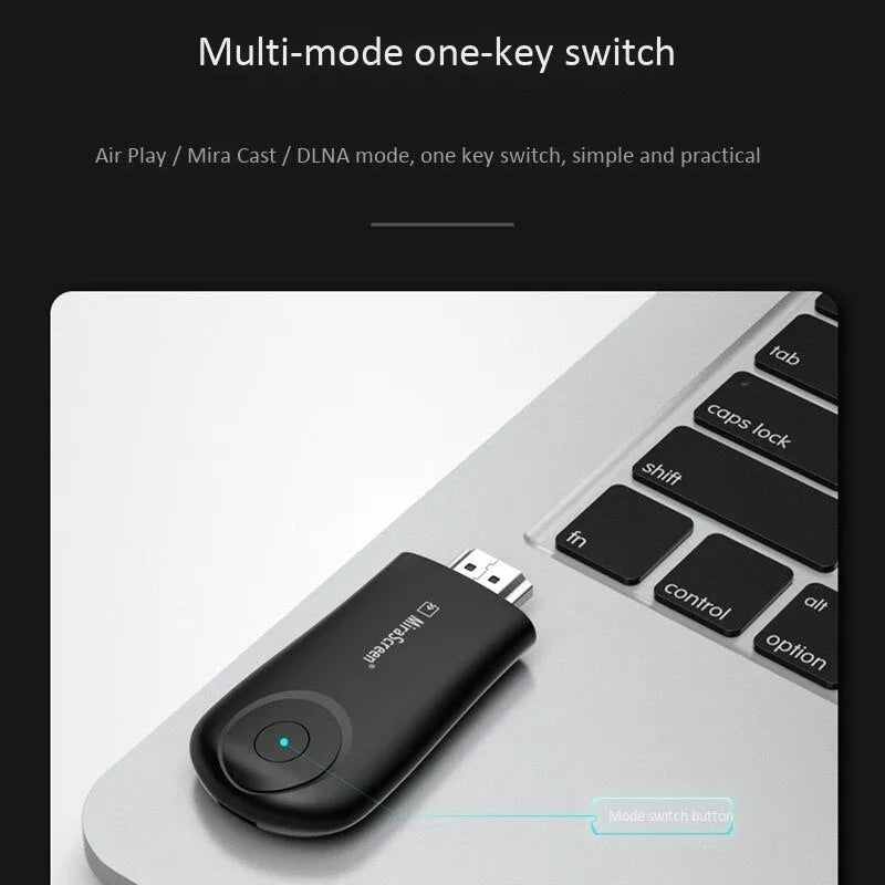 Black wireless screen player for smartphone HDMI mirroring and casting