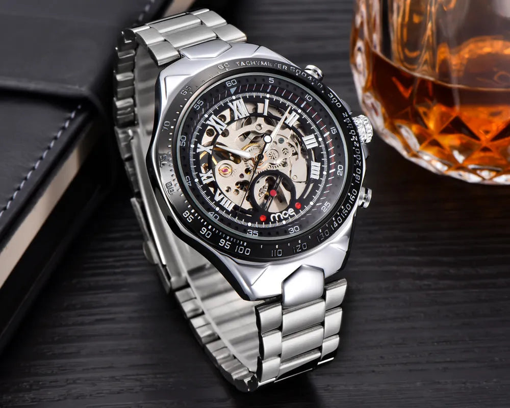 MCE certified explosion-proof automatic mechanical watch with leather strap in four colour options