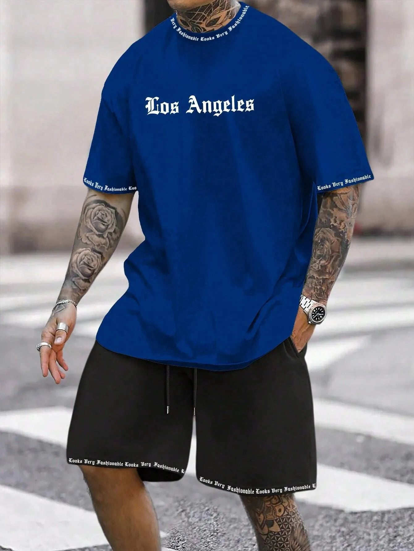 Lightweight quick-dry short-sleeved top and matching shorts sports set on a neutral background.