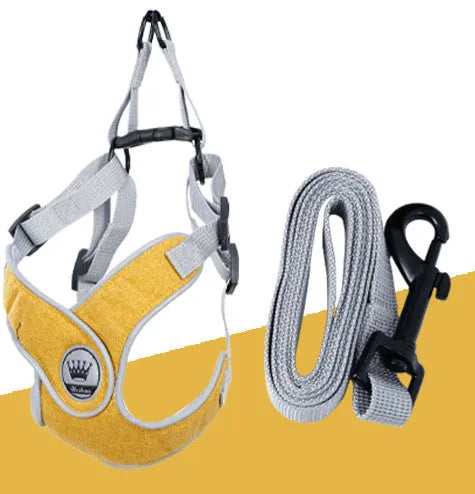 Adjustable dog cat harness with breathable mesh and metal back ring in multiple colours