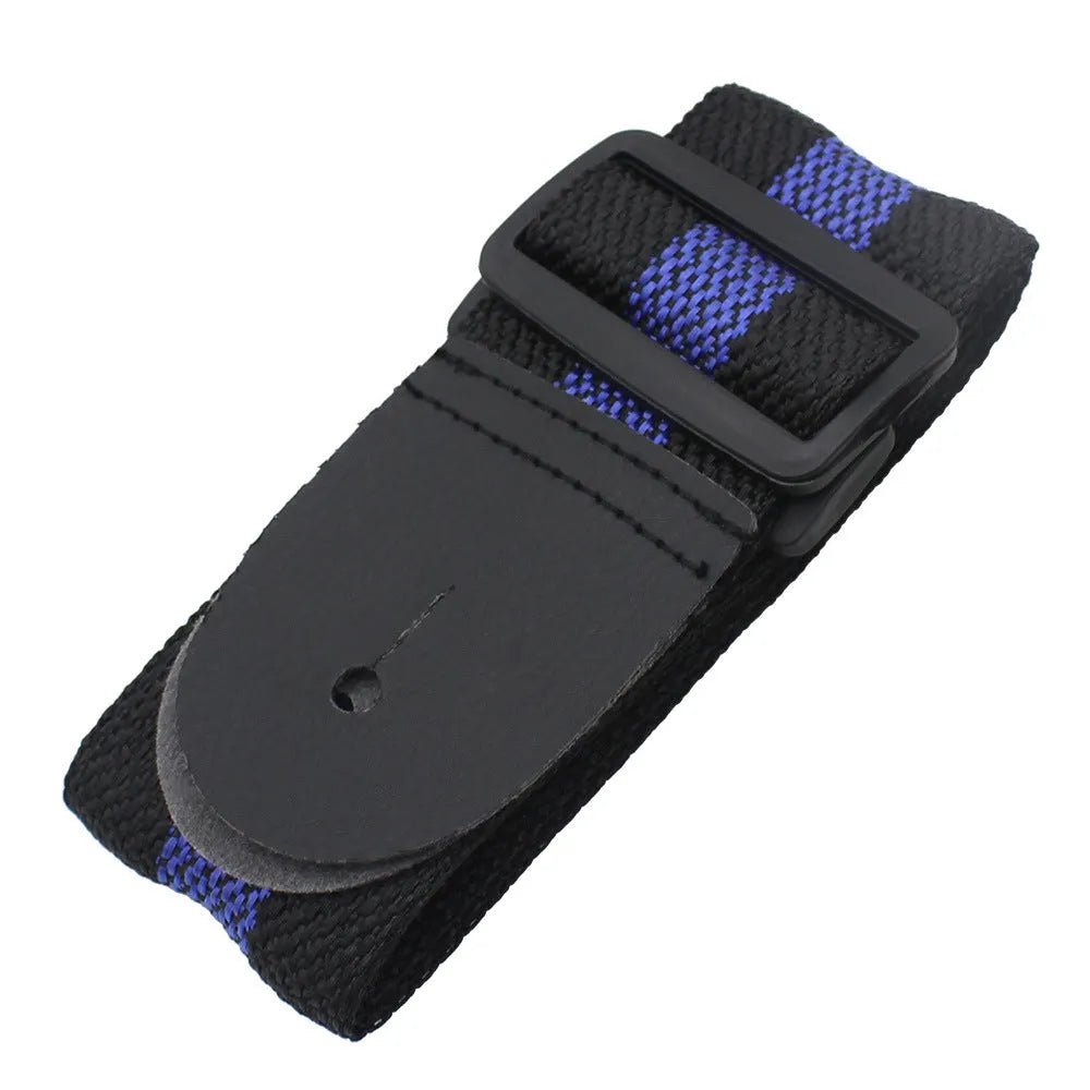 Woven cotton guitar strap with stripe pattern in five colour choices for guitar, bass and ukulele