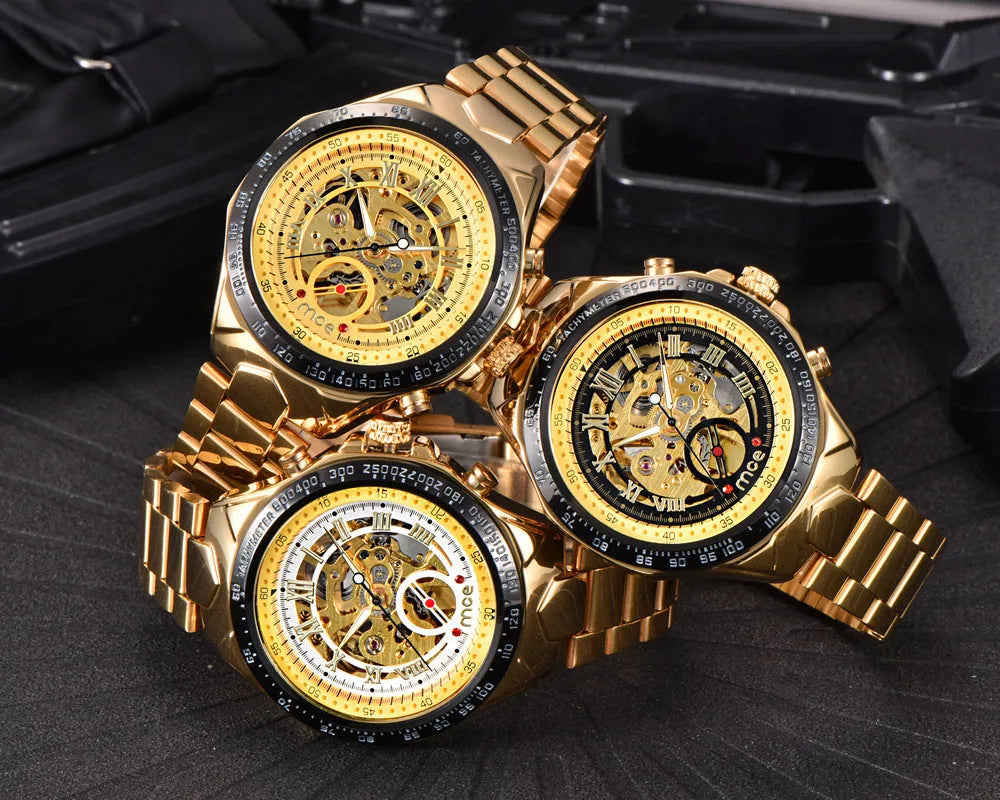 MCE certified explosion-proof automatic mechanical watch with leather strap in four colour options