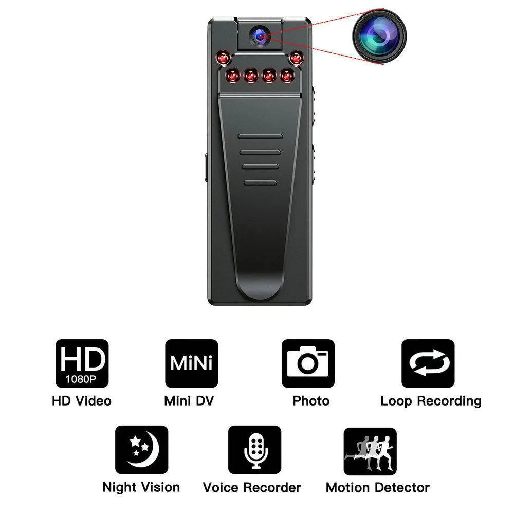 Black 1080p HD DV home camera with 90-degree rotation and night vision capability