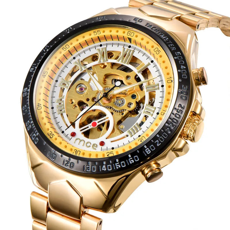 MCE certified explosion-proof automatic mechanical watch with leather strap in four colour options