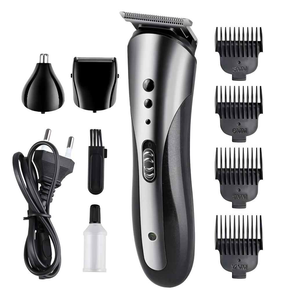 Electric hair clipper with stainless steel blade and black finish