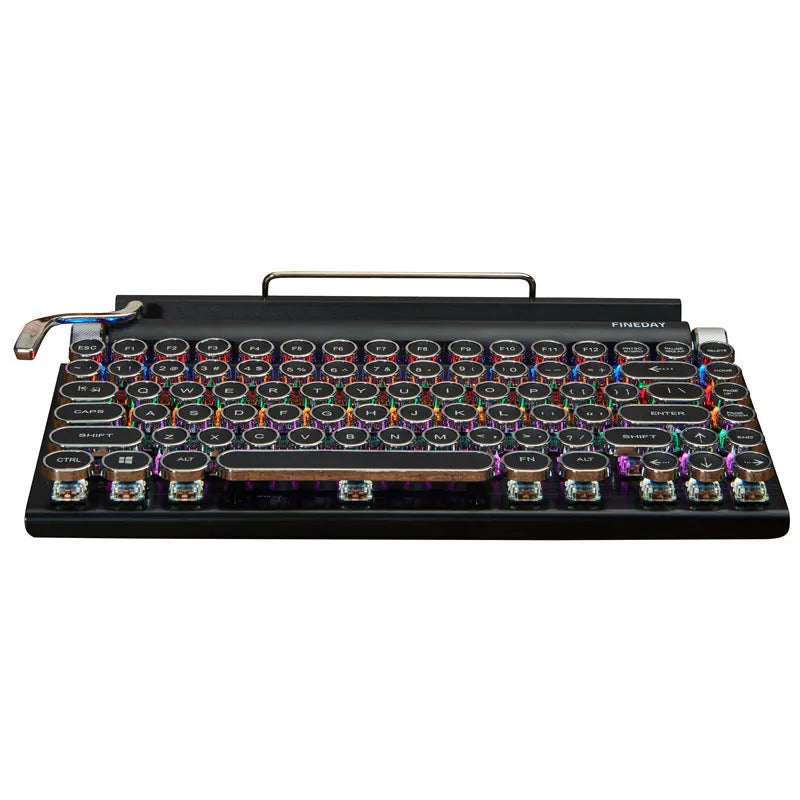 Dot retro mechanical Bluetooth keyboard with black finish and backlit keys