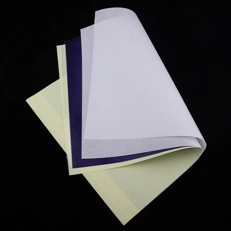 A4 tattoo transfer paper pack with quadruple copy capability and transfer paste gel