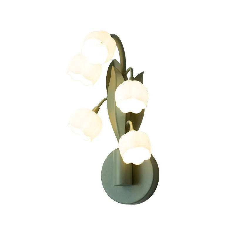French pastoral wall-mounted bedside lamp with minimalist design and green-tricolour lighting