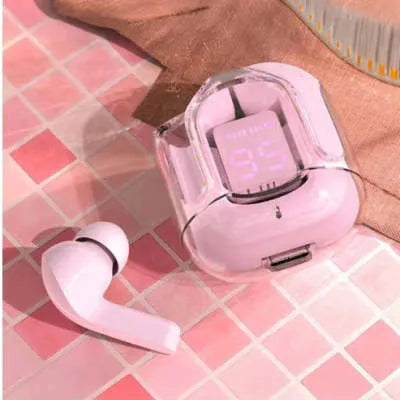 Transparent space capsule case true wireless Bluetooth headset with digital display screen