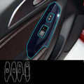 Four TPU protective films for car door control panels on a white background.