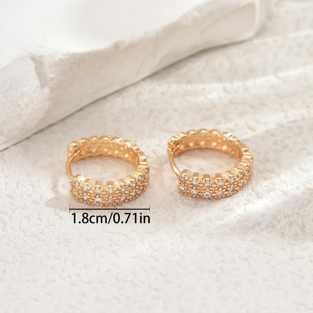 Copper geometry pattern ear studs with round dot ring elements in European American style