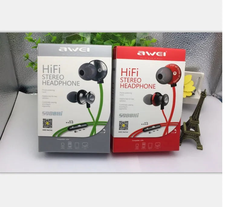 S980HI wired in-ear stereo headphones with 40mm driver and 1.8m cable in black