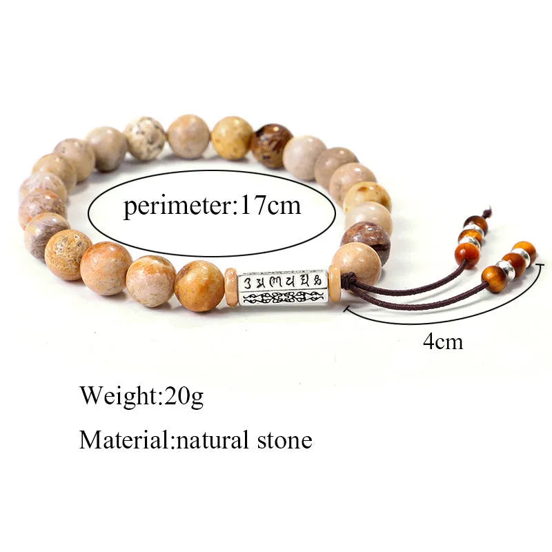 Handmade stone bead bracelet in wood colour with European American retro simple style