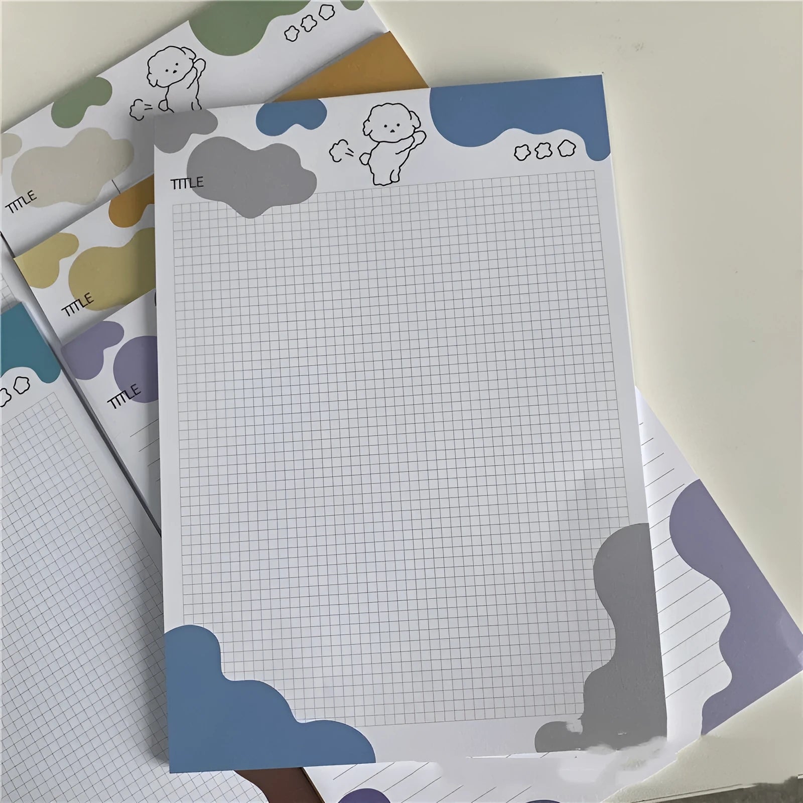 B5 sticky note pad with Wind Marshmallow Dog Korean PP Puppy illustration in pastel colours