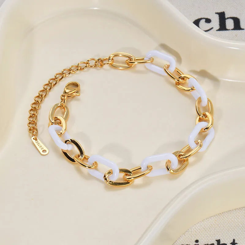 Women's stainless steel resin bracelet with double layer heart design in ins style